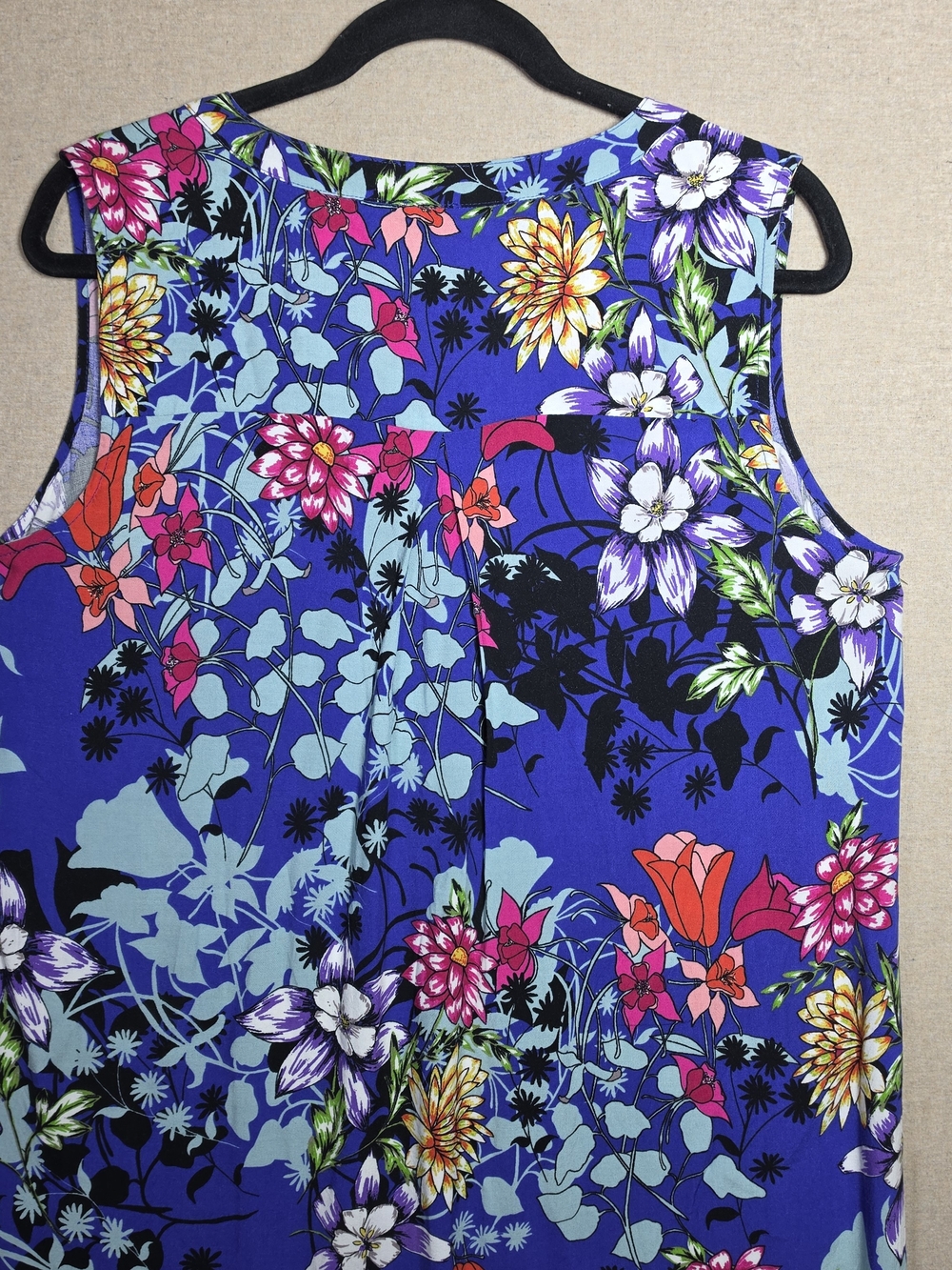 Cupio Womens L Sleeveless Blue Floral Shirt Dress - Picture 8 of 10